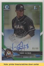 2018 Bowman Chrome Prospect Green Refractor 55/99 Jorge Guzman Auto READ 2g6