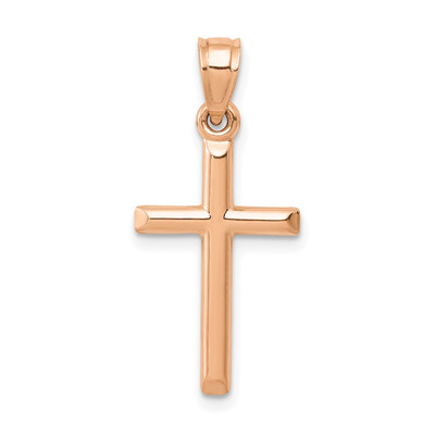 14k Rotgold poliert Hohlkreuz Anhänger
