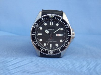 Citizen Quartz Diver Crystron 7301 Big Crown Edelstahl Japan Vintage 1980