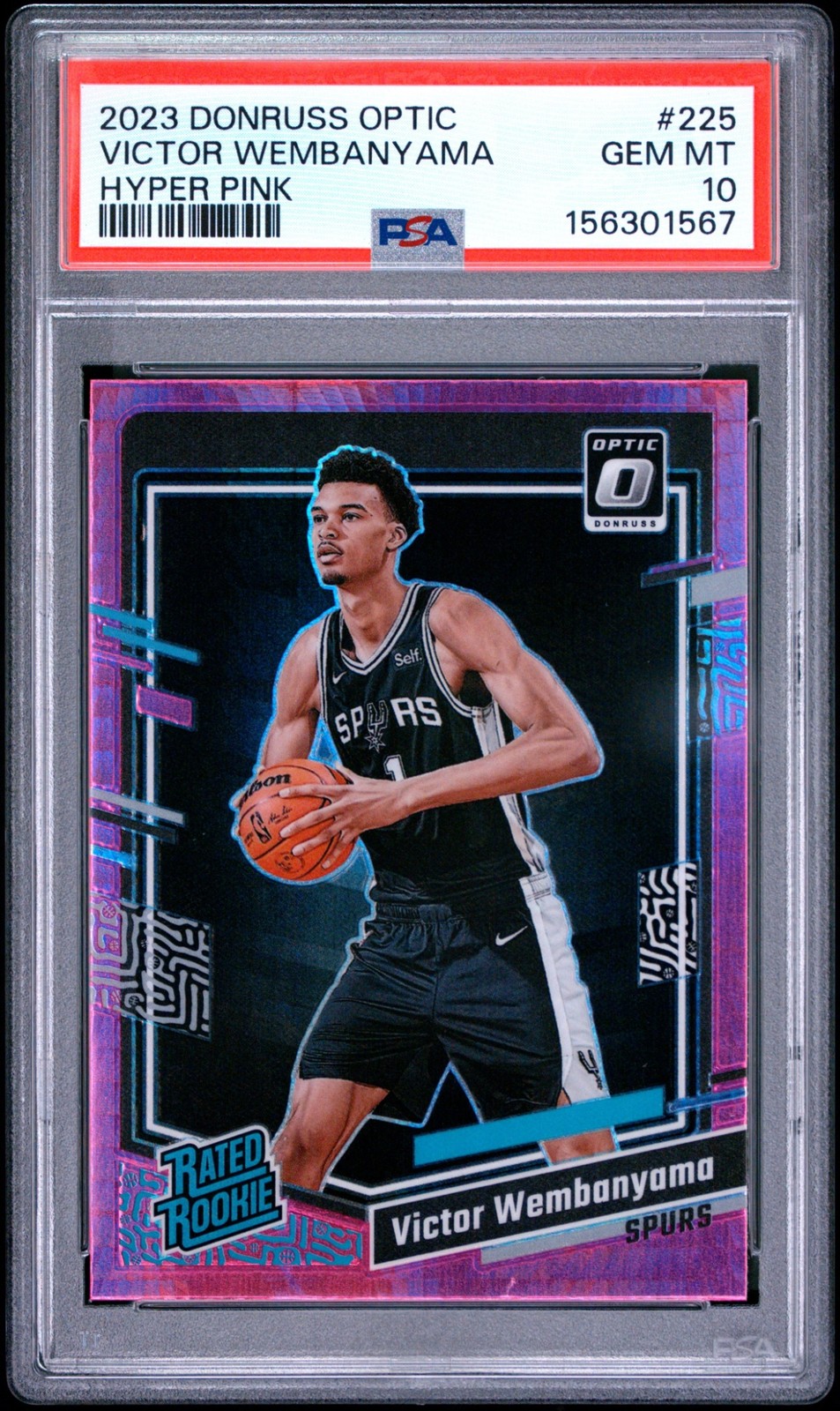 2023 Panini Donruss Optic Victor Wembanyama #225 Hyper Pink Rated Rookie PSA 10