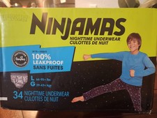 Ninjamas Boys Nighttime Underwear Blue 34 Count Size L