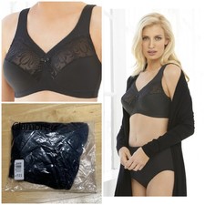 Glamorise MagicLift Embroidered Bra Wirefree Support Wide Straps   52D Black NIP