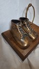 Antique Bronze Baby Shoes Photo Picture Holder Staging Prop Velvet Bottom Unique — photo 4
