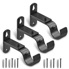Adjustable Curtain Rod Brackets, Metal Window Drapery Rod Hanger Holders Hooks f