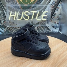 Nike Air Force 1 Mid TD Retro Toddler Shoes Triple Black Sz 4.5C