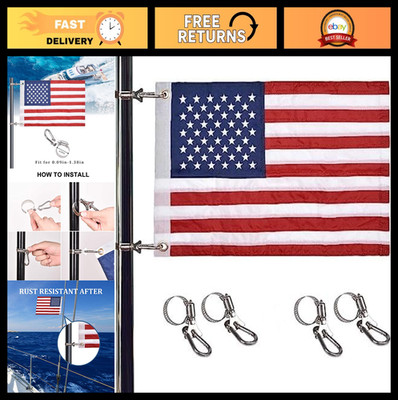 Universal Marine Boat Flag with 4 Pole Kits - USA Flag, 50 Embroidered Stars