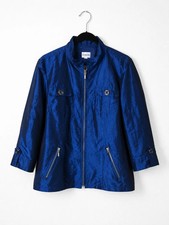 Chico's Blue Metallic Shimmer Zip Jacket Blazer Evening Party Size 2 Large