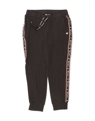 CHAMPION Womens Graphic Tracksuit Trousers Joggers Large  Black Cotton CG15