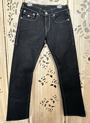 True Religion Ricky Mega T straight black jeans 31 with grey