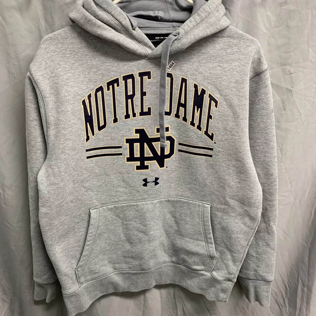 Norte Dame Hoodie Adult Medium Grey Long Sleeve Under Armor