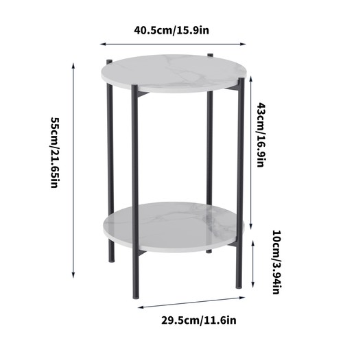 2 Tier 4-Leg Marble End Side Table Coffee Table 40cm for Artworks Bonsai Display - Picture 18 of 26