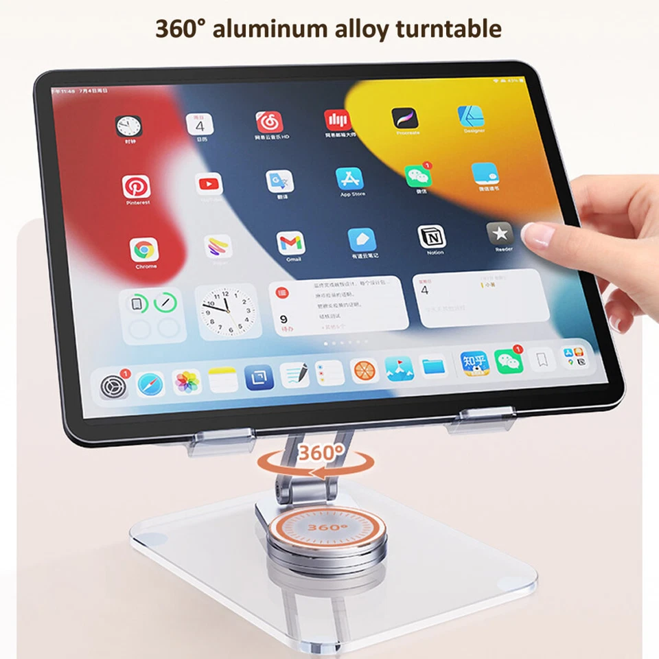 Transparent 360° Rotation Tablet Stand Base Desk Mount Holder For iPad iPhone - Image 4 of 4