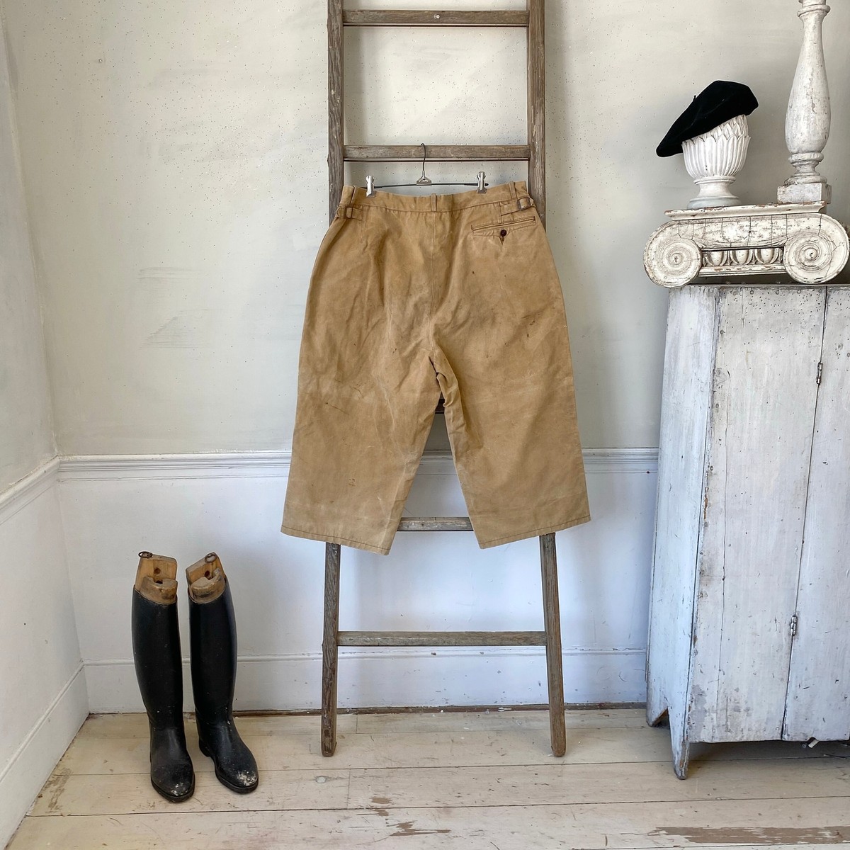 パンツ 40's French brown wool work trousers French Workwear Pants Vintage 1940s 1950s Brown Canvas
