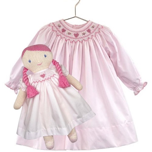 Petit Ami Pink Heart Bishop Smocked Dress & Doll 2T 3T 4T - Picture 4 of 5