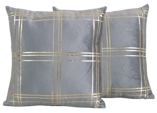 Velvet Throw Pillow Cover Decorative Gold Foil Print 12 X 12 in Pack of 2 - Picture 47 of 65