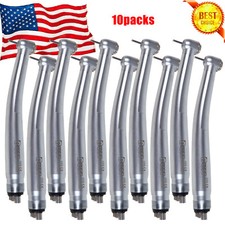 10 BURR Dental High Speed Handpiece Push Button Turbine 4 Hole Fit NSK Pana Max