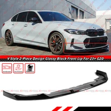 For 2023-25 BMW M340i 330i M Sport G20 LCI V Style Gloss Black Front Bumper Lip