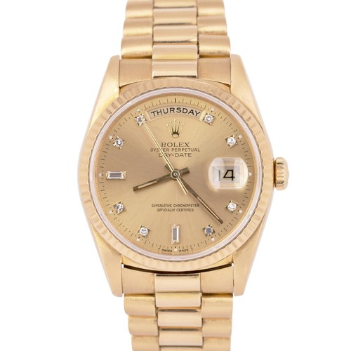 PAPERS Rolex Day-Date President 36mm FACTORY DIAMOND 18K Gold Watch 18238 BOX