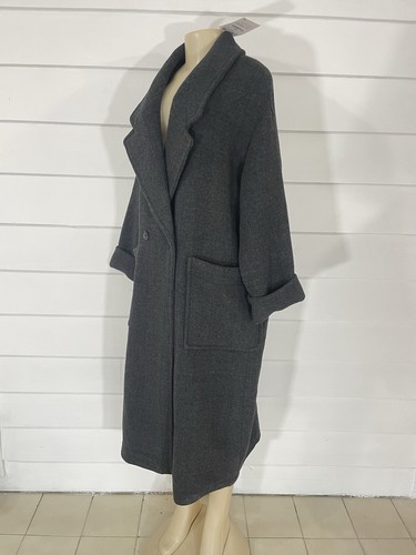 New Zara Women Gray Wool Blend Long Sleeve Oversized Coat Pockets size L - Picture 6 of 16