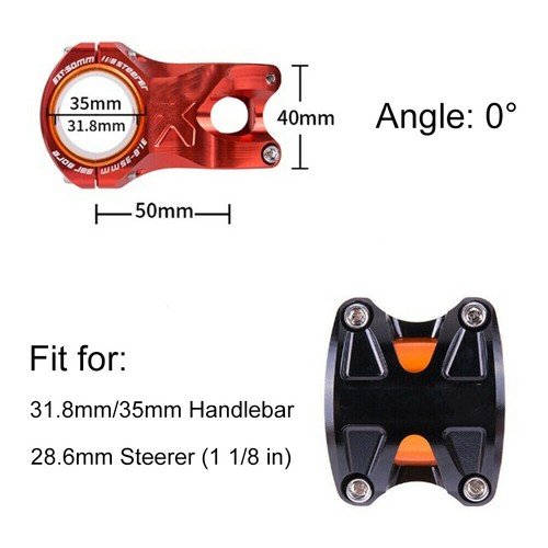 MTB 31.8*50mm Handlebar Stem 0° Aluminium Alloy Bike Bicycle Stem Riser DH XC - Picture 4 of 10