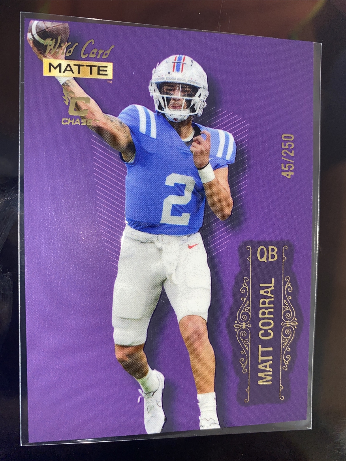 Matt Corral 2022 Wild Card Matte #83 Chase Purple RC  #45/250 Ole Miss/Panthers