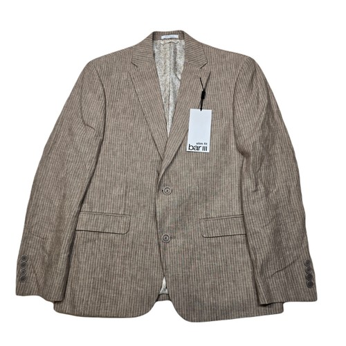 Bar III Linen Sport Coat Mens 38S 38 Tan Brown Pinstripe $360