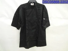Uncommon Threads Adult Medium Black Lightweight Short Sleeve Chef Coat Mesh Back