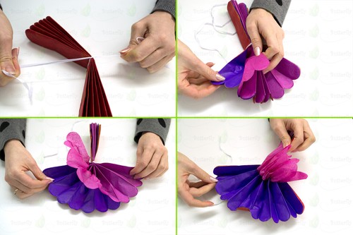 Papier Pompon 35cm PomPoms Bommel Kugel Seidenpapier Pom Deko Hängedeko Raumdeko - Bild 2 von 31