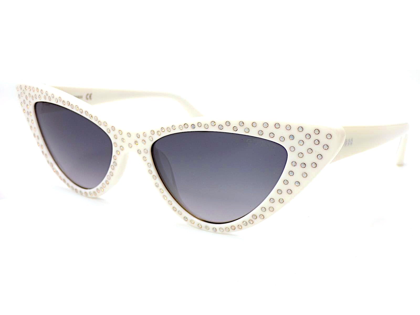 Guess Cat Eye Sunglasses White Diamantes and Grey Gradient Lenses GU7810 21C-image