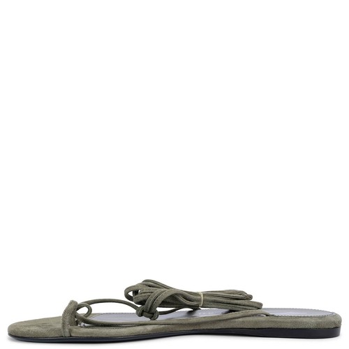 69878 auth THE ATTICO olive green suede LACE-UP THONG Sandals Shoes 40 fit 39.5 - Picture 3 of 7