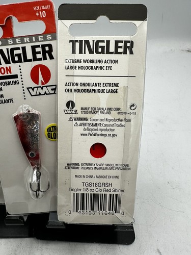 3X VMC Tingler Spoon 1/8 oz Glow Red Shiner TGS18GRSH Ultra Glow Ice fishing - 第 4/4 張圖片