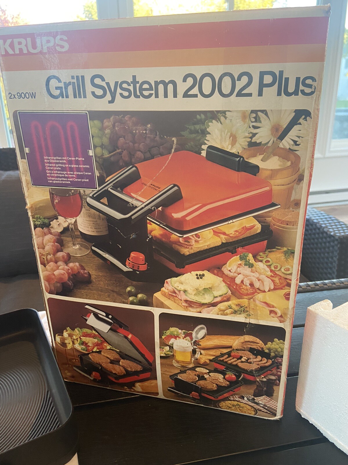 Vintage Krups 2002 Plus Indoor Grill System 1800 Watts W/ Recipe Book