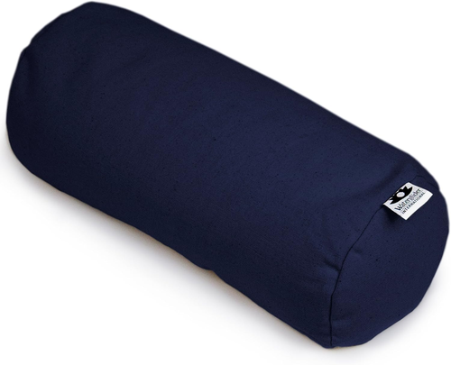 Buckwheat Neck Bolster Pillow, Husk Cervical Sleep Roll (Midnight Blue)