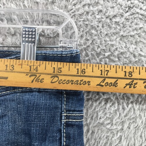 Seven7 Flare Leg Jeans Womens Actual Size 32x32 Blue Denim Low Rise Zip Fly - Picture 5 of 16