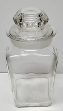 Vintage Large Clear Glass Jar With Lid (Not Air Tight) Candy Jar Chipped READ
