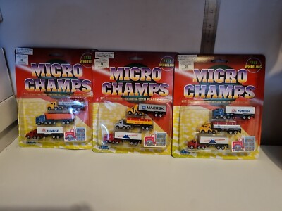 3x Micro Champs Big Rig LKW Serie 3047 Druckguss freilaufend Modellautos (DIL)