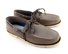 NWT SPERRY Leeward Size 10.5 M Grey 2-Eye Leather Men's Boat Shoes MSRP $110