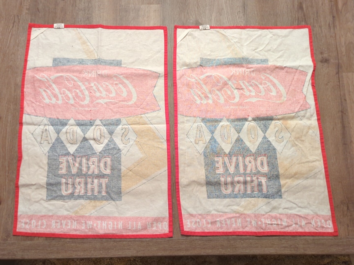 2 Rare Coca Cola Soda Drive Thru Open All Night We Never Close Place Mat Towel