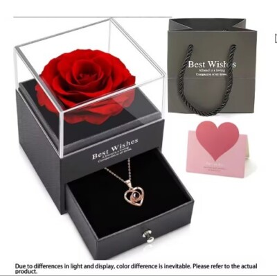 GESCHENKIDEE HALSKETTE SCHMUCKKÄSTCHEN GESCHENKBOX KÜNSTLICHE BLUME MUTTERTAG