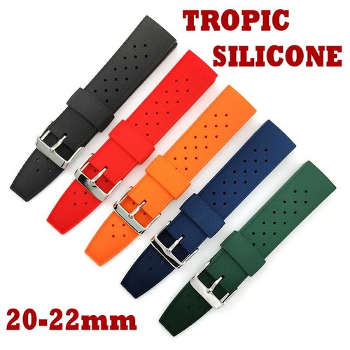 CINTURINO OROLOGIO TROPIC SILICONE GOMMA ROSSO BLU NERO VERDE ARANCION 20mm  22mm | eBay