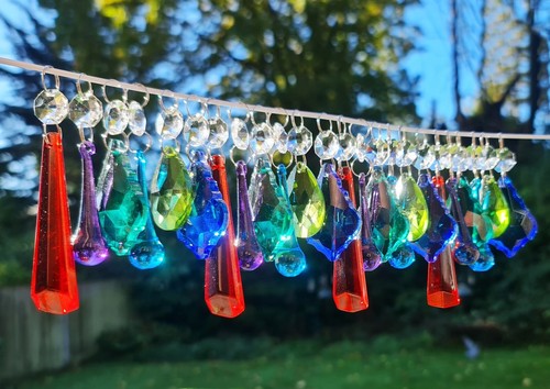 24 Chandelier Gypsy Colour Sun Catchers Crystals Beads Light Parts Retro Prisms - Picture 12 of 15