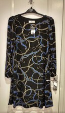 NEW SALE Wallis Petite Black Chain Print Dress Size 8