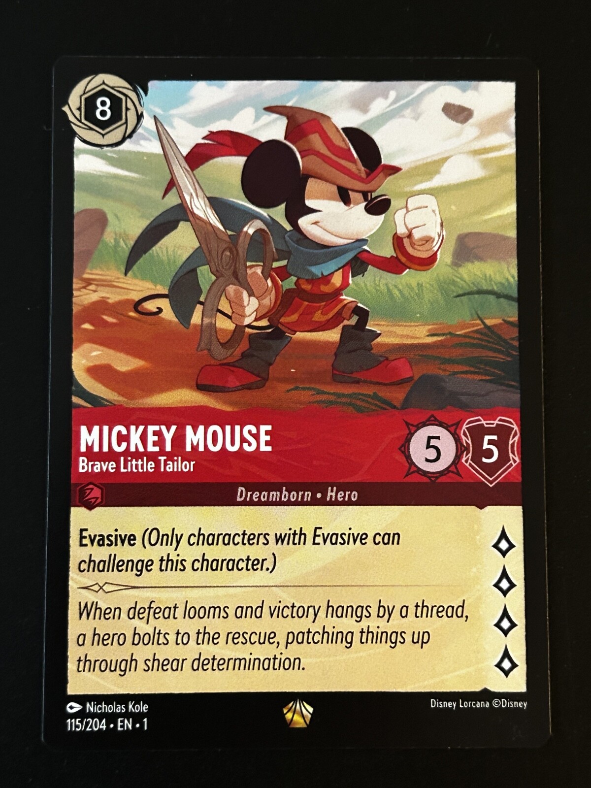 Mickey Mouse - Free Ship - Brave Little Tailor 115/204 Legendary Disney Lorcana