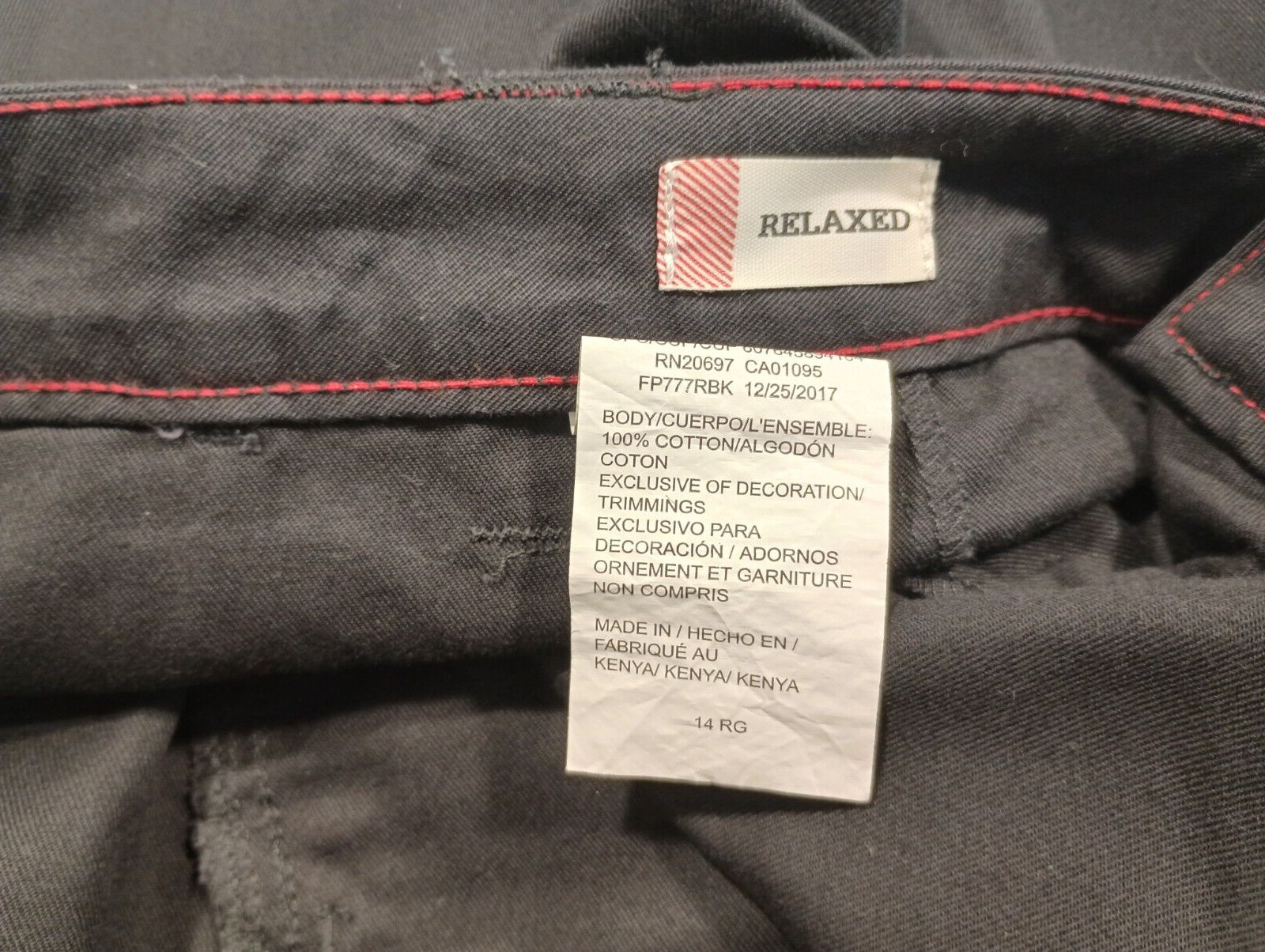 DICKIES Cargo Pants Multi Pockets Womans 14RG (36x32) Color Black 100%Cotton