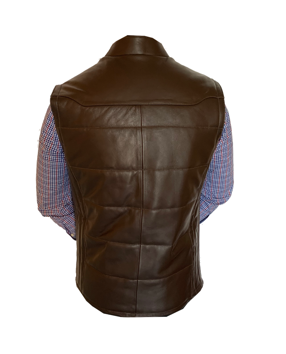 Smart Range Leather Chaleco De Cuero Para Hombre Cuello Mandarín