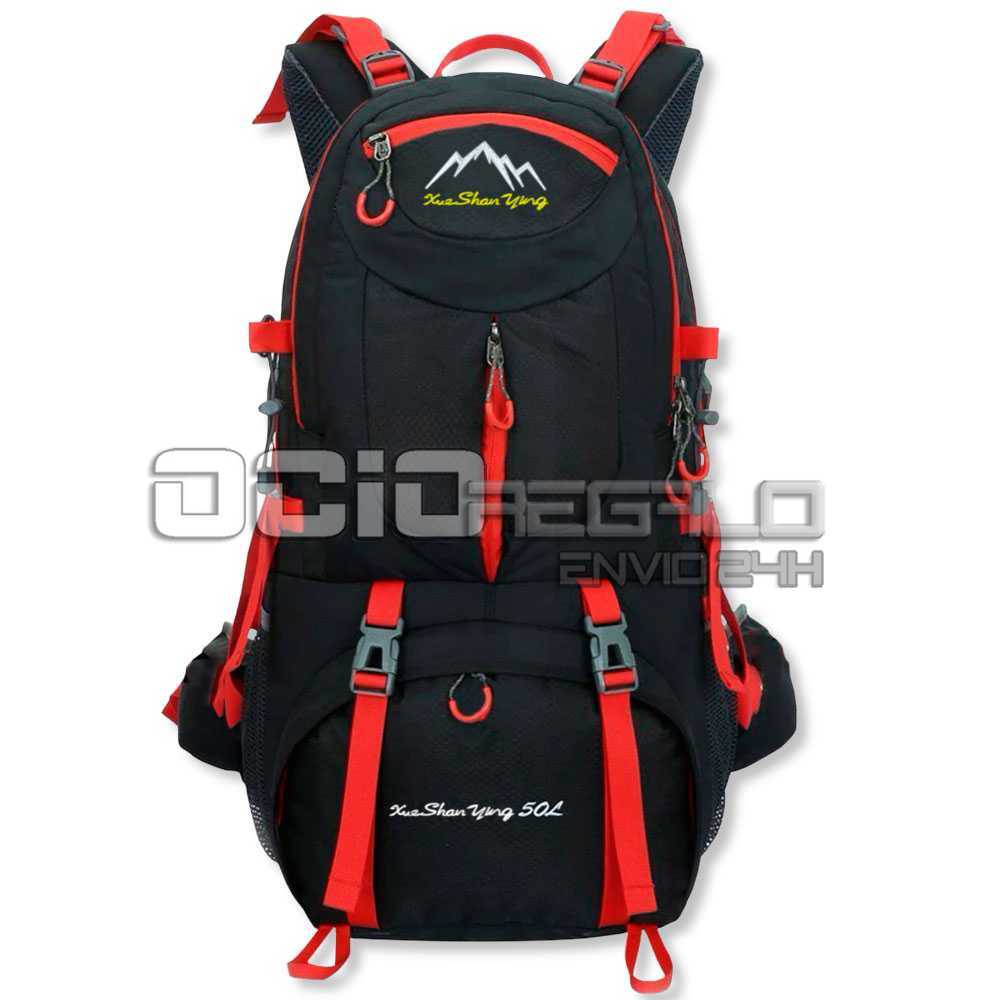 Mochila de Acampada Aire Libre Camping para Hombres Mujeres 50 L Negra...