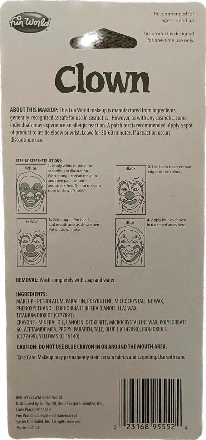 Lot 3 Clown Makeup Kit + Nose & Instruction Halloween Costume Bozo Ronald Circus