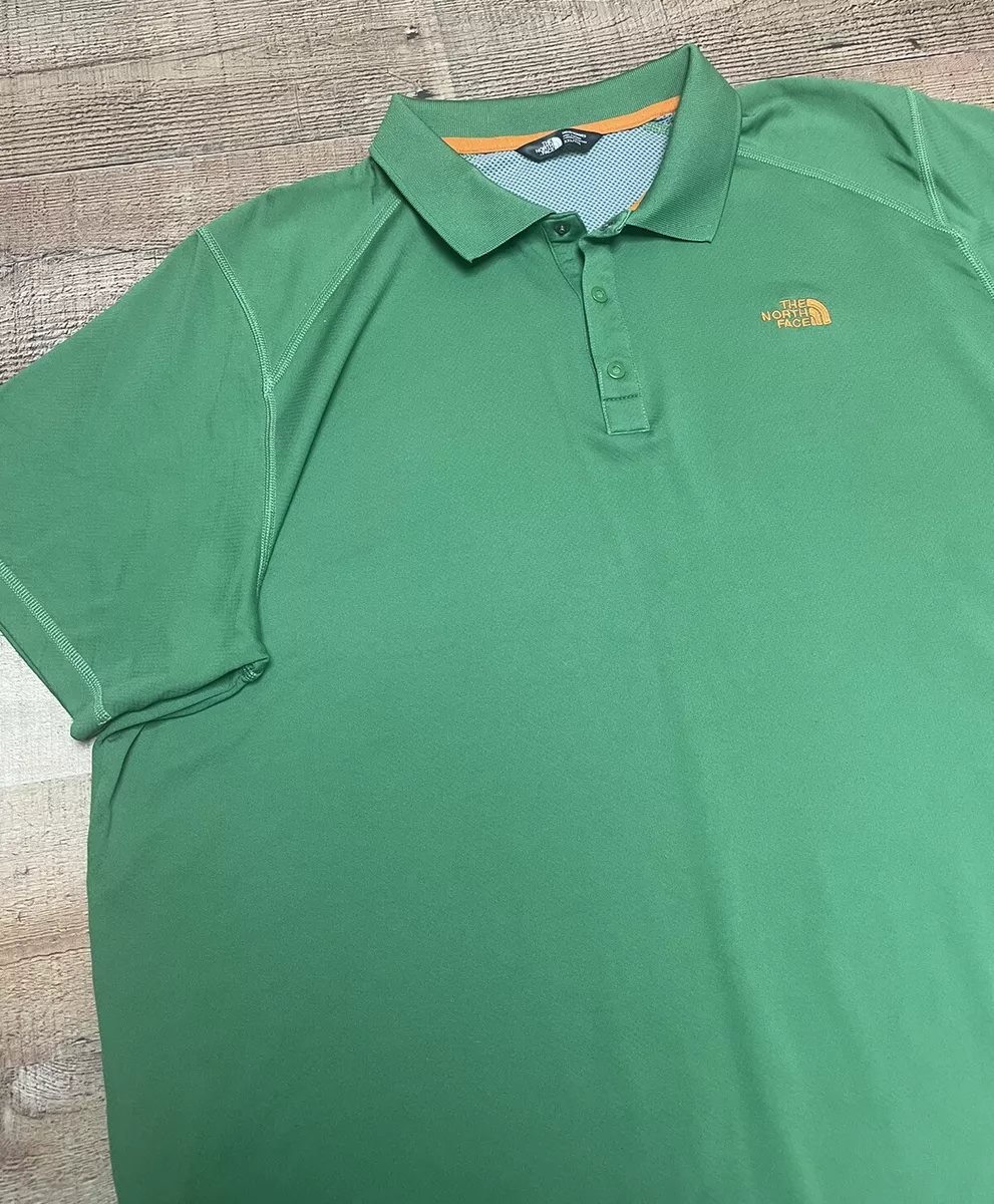 The North Face Polo Shirt Mens 2XL XXL Green Casual Golfing Zip Lightweight Men