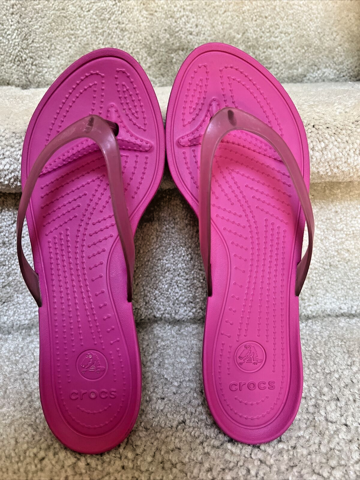 Crocs Flip Flops 14174 Sandals Pink Women’s 10 Thongs-image
