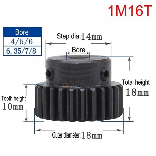 Ingranaggio Trasmissione Denti 1 Mod Spur Gear 10T-150T con Passo 45# Ingranaggio Pignone Acciaio - Foto 36 di 39
